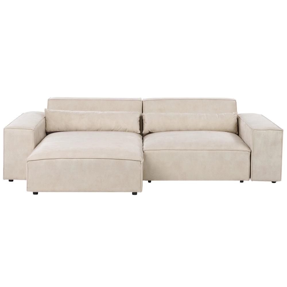 Divano angolare modulare a 2 posti a destra Divano componibile in velluto beige con gambe nere Soggiorno moderno