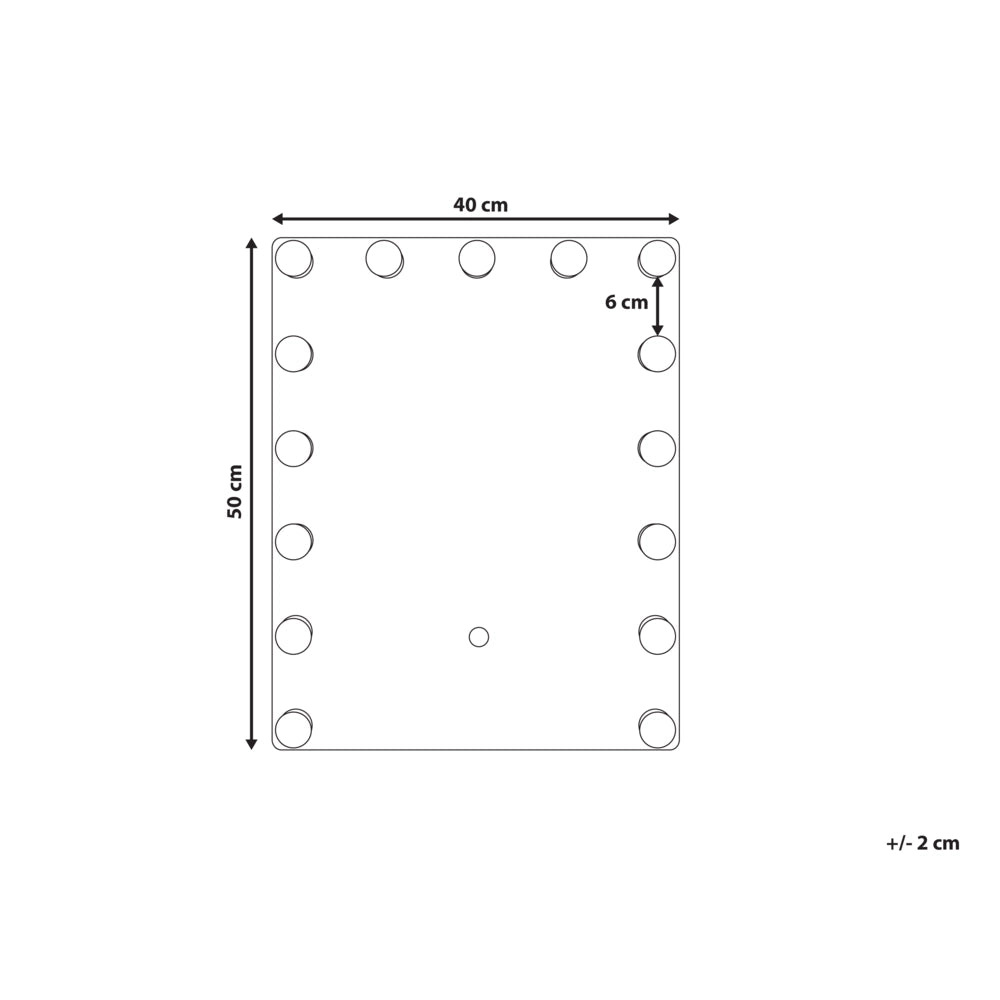 Specchio da toeletta da parete con LED Bianco 40 x 50 cm Tavolo da toeletta rettangolare illuminato con lampadine Hollywood