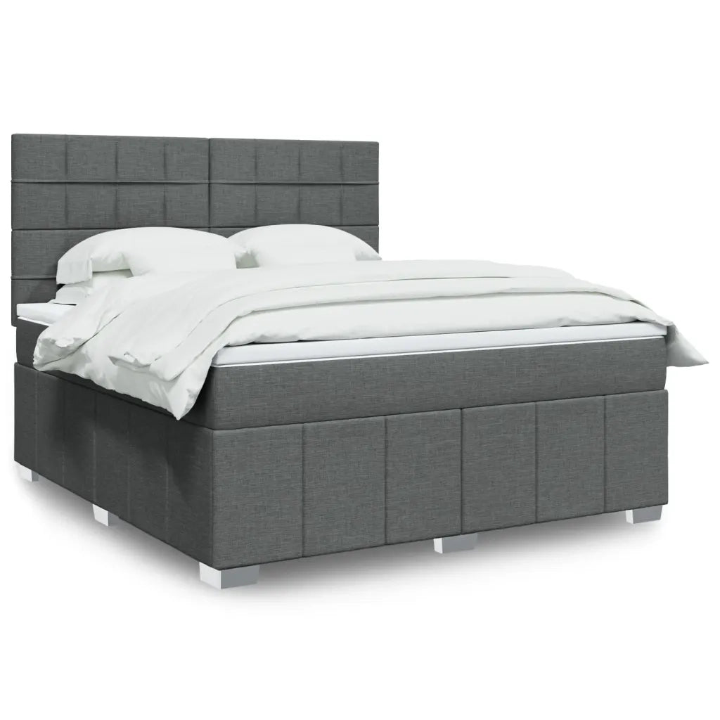 Giroletto a Molle con Materasso Grigio Scuro 180x200 cm Tessuto
