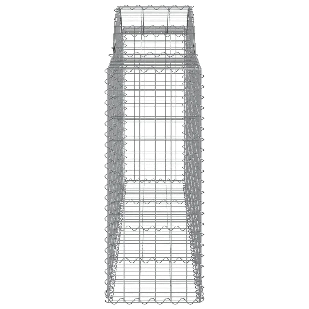 Cestini gabbioni recinzione a gabbia muro di contenimento ad arco 18 pezzi 200 x 50 x 100/120 cm ferro zincato argento 02_0040496