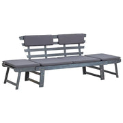 Panchina da Giardino | Panca da Giardino Cuscini 2-in-1 190cm Massello d'Acacia Grigio