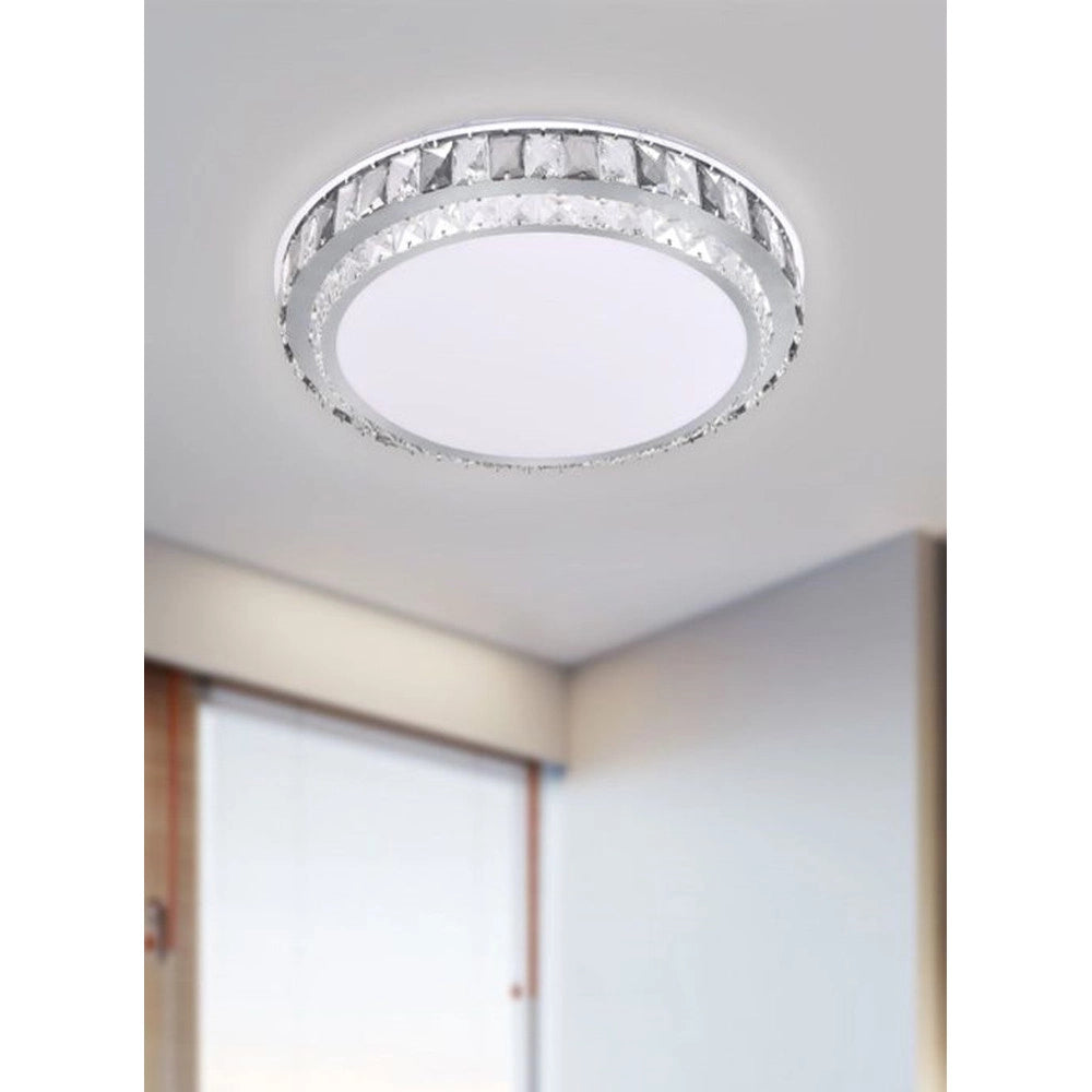 Trade Shop - Plafoniera Soffitto 65w ø50cm Led Design A Strati Cristalli Rotondo Luce Fredda 48316 -