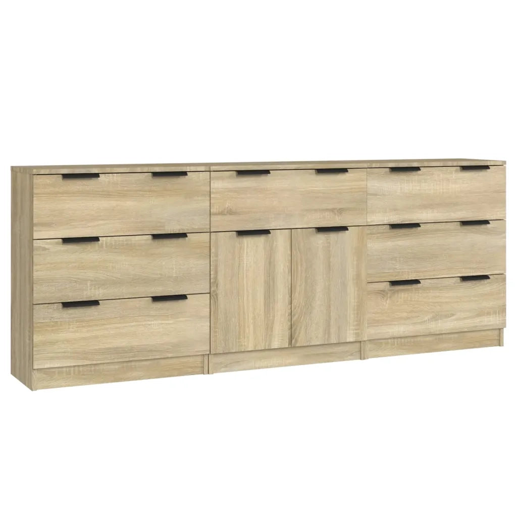 Credenze 3 pz | Madia | Buffet da pranzo | Armadio da pranzo Rovere Sonoma in Legno Multistrato