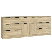 Credenze 3 pz | Madia | Buffet da pranzo | Armadio da pranzo Rovere Sonoma in Legno Multistrato