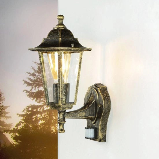 Lanterna esterna antica con sensore di movimento - Lampada da parete a forma di lanterna per balcone e porta di ingresso esterno
