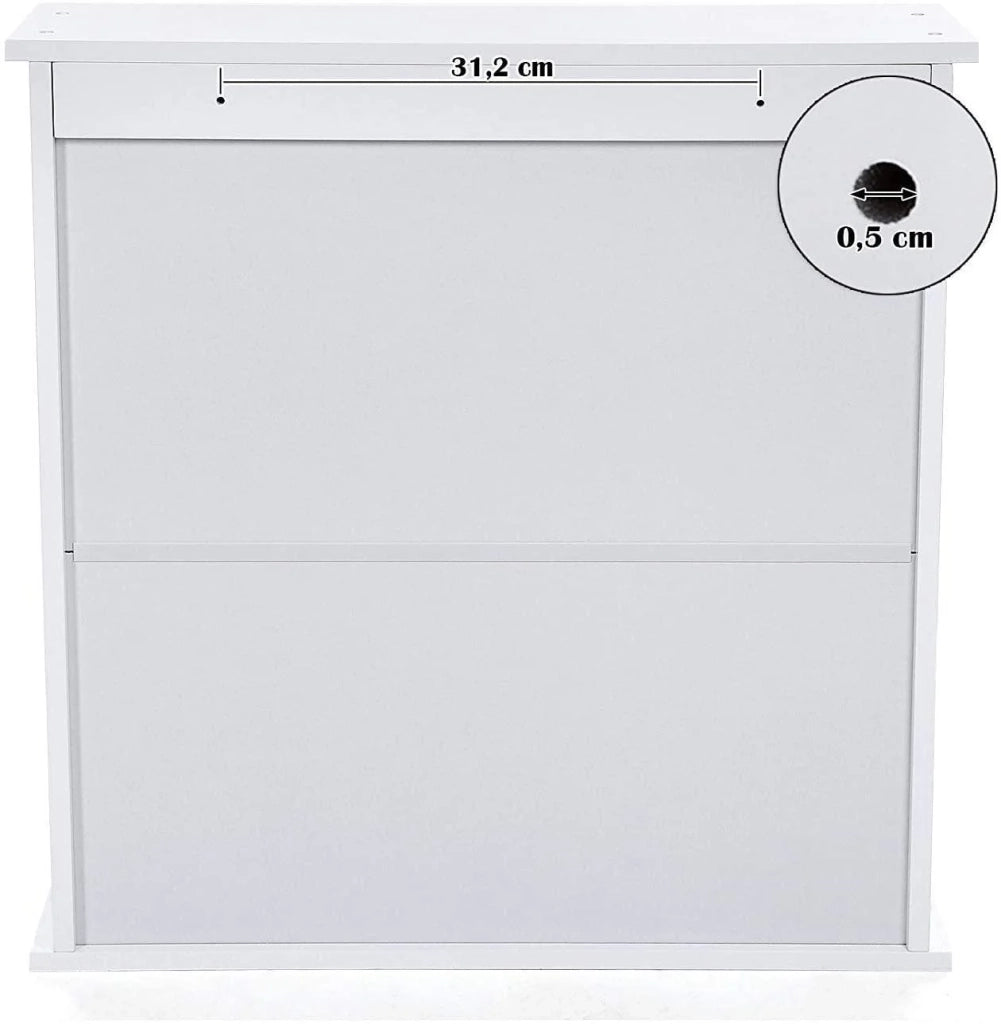 Mobiletto porta medicinali da parete per bagno con 2 specchi MDF bianco 12_0000183