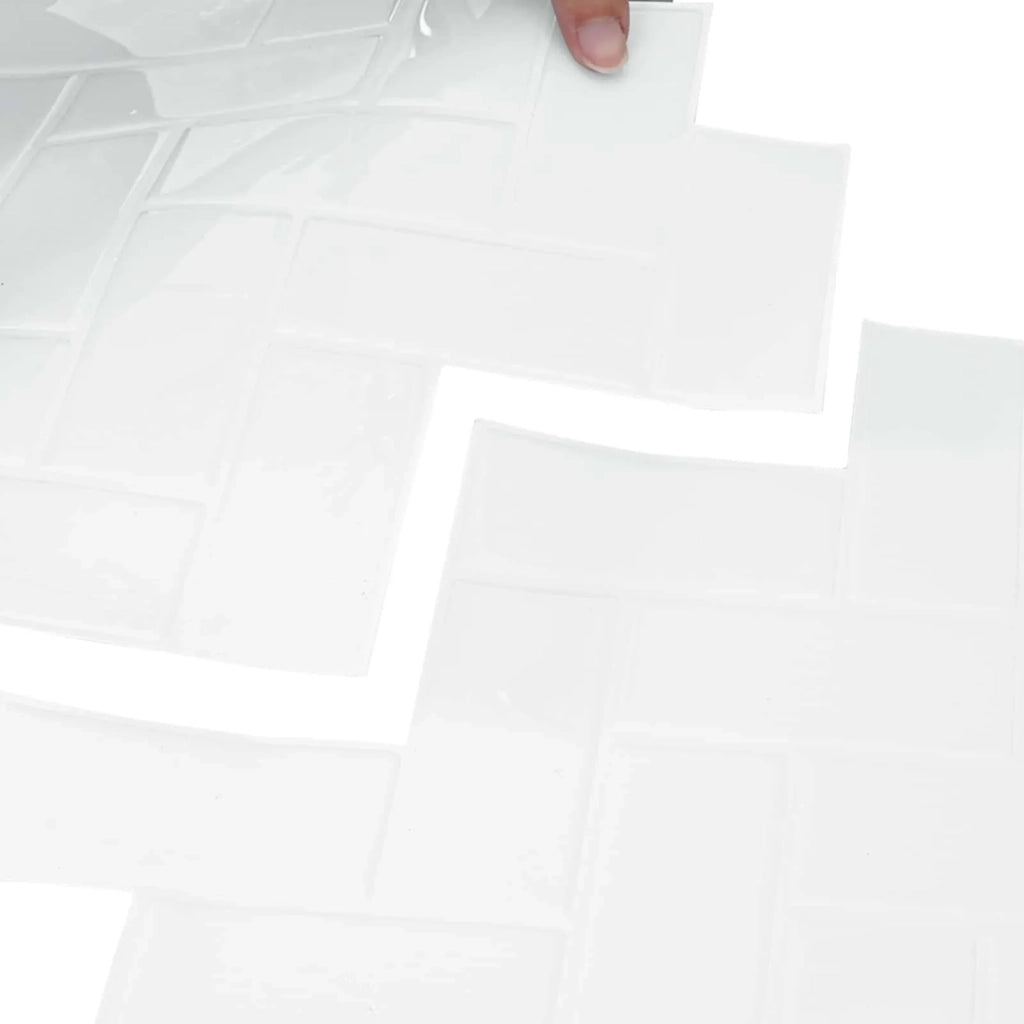 Piastrella a Spina di Pesce 10 pcs Bianco 30 x 30 cm