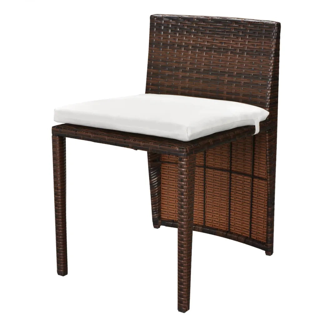 Set da Bistrot 3 pz | Set Salotto da Giardino con Cuscini in Polyrattan Marrone