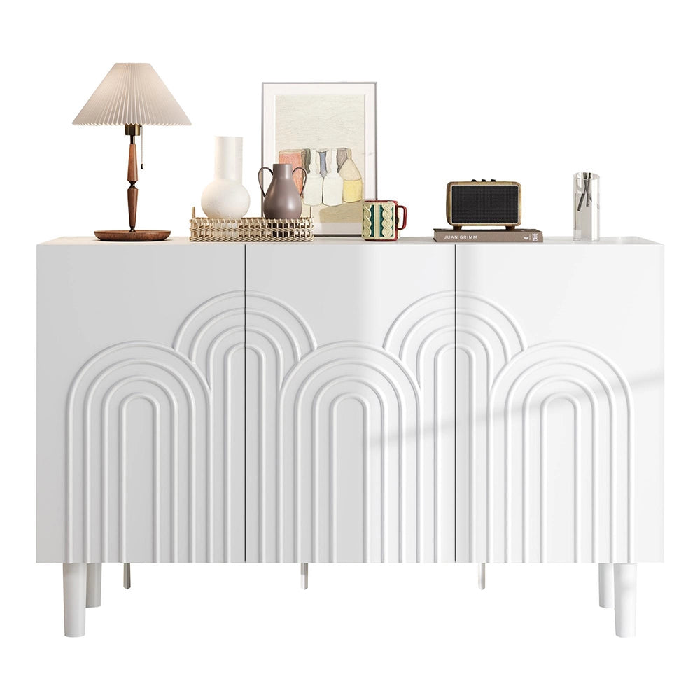 Credenza Soggiorno 120x38.5x79cm - Xylo - 3 Ante con Ampio Ripiano Regolabile, Bianco