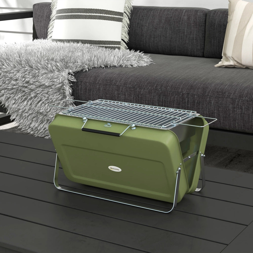 Barbecue a carbone portatile pieghevole ¨C zephmum ¨C verde 47x30x28 cm