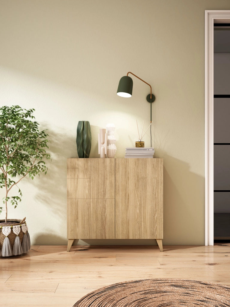 Scarpiera Herdasa effetto rovere gambe rovere 87x90x27