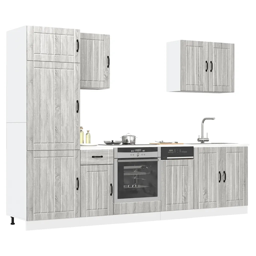 Set Mobili da Cucina 7 pz Lucca Grigio Sonoma in Truciolato 3314777