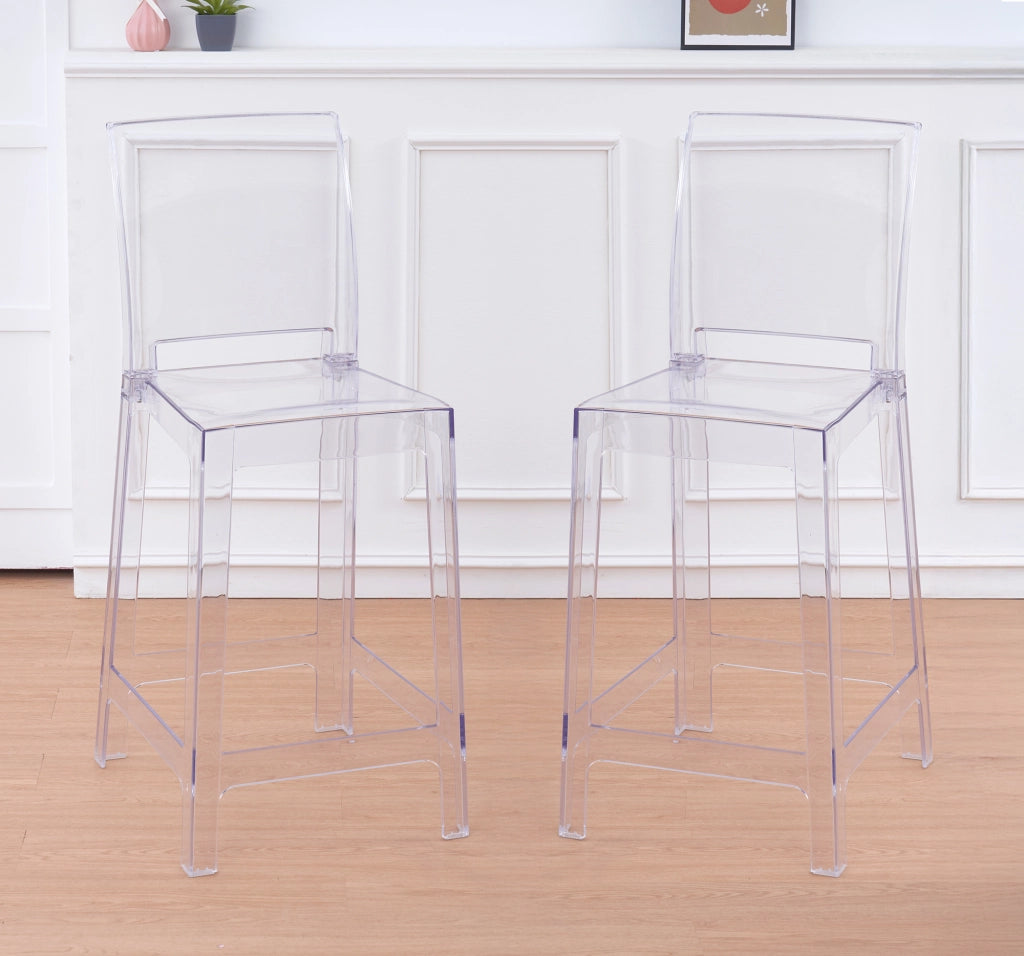 Set Di 2 Sgabelli Cucina Trasparenti In Policarbonato Sgabello Da Bar Seduta Ergonomica Resistenti Design Moderno Schienale Incurvato Sedie Penisola Cucina