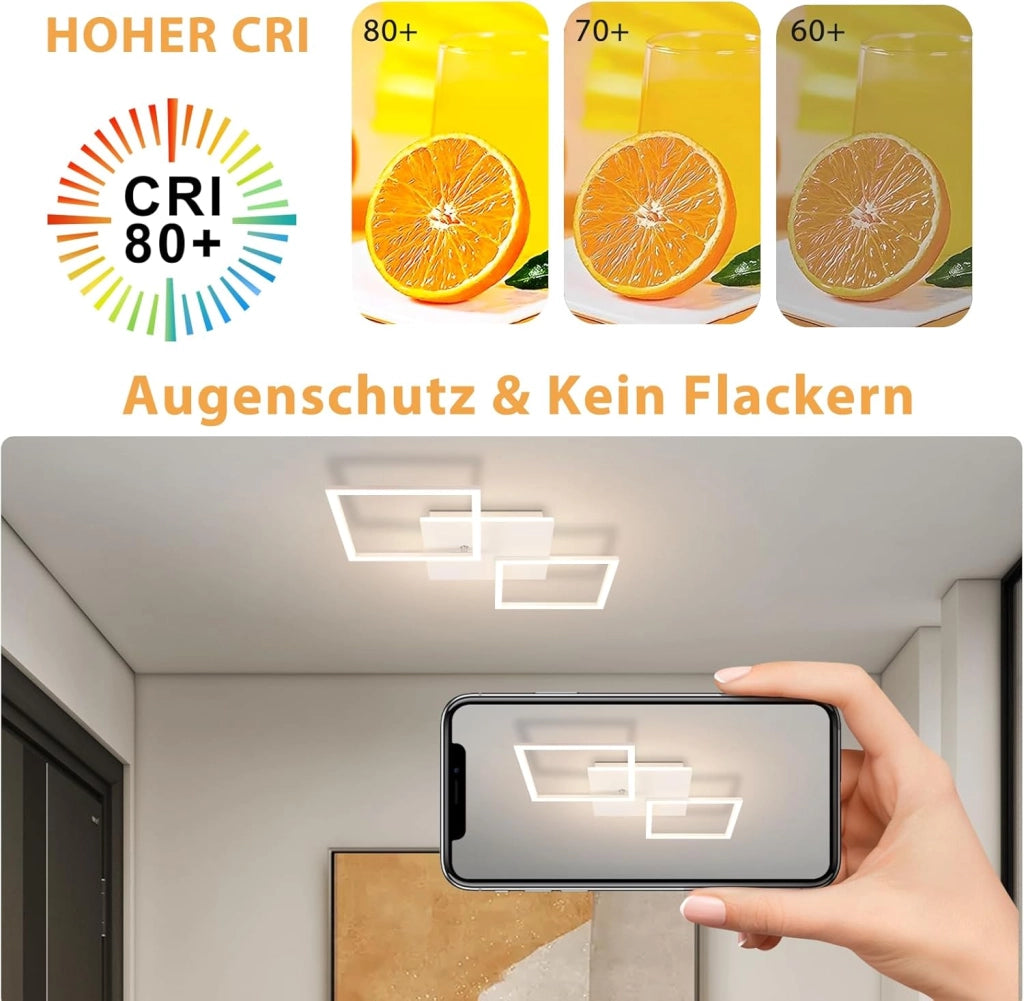 ZMH Lampada da soffitto plafoniera LED moderna bianca 3000-6500K per soggiorno cucina ufficio