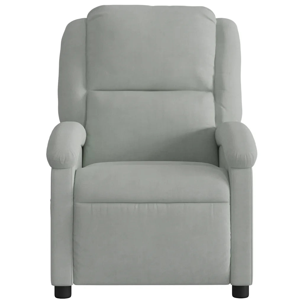 Poltrona Massaggiante Reclinabile Grigio Chiaro in Velluto 371808