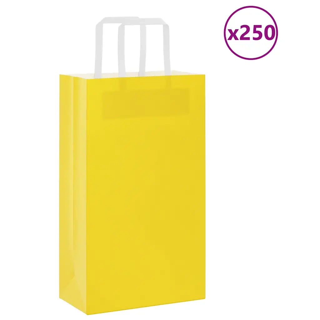Sacchetti di Carta 250 pz con Manici Gialli 21x11x36 cm