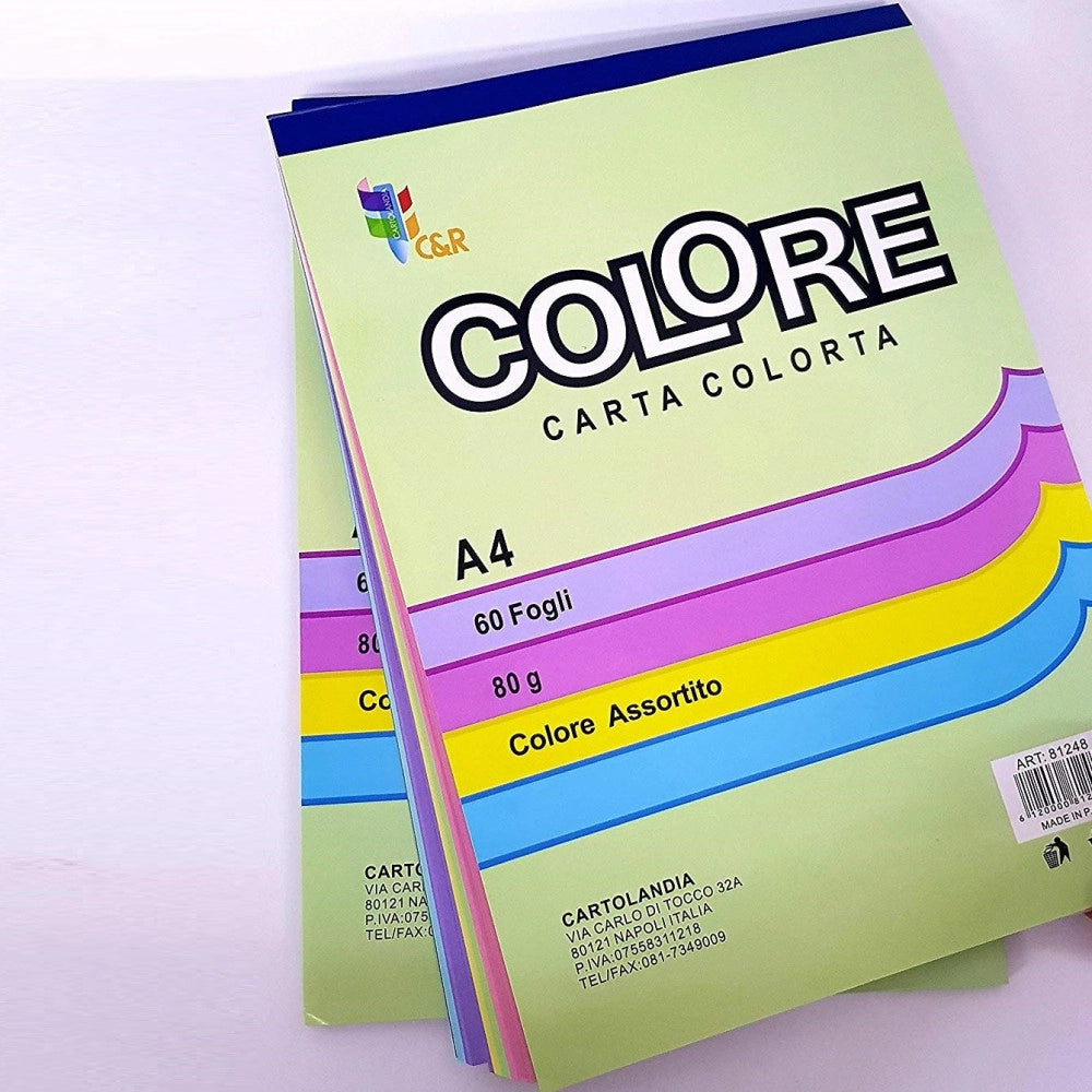 Trade Shop - Album Block Notes 60 Fogli Carta Colorata Colori A4 Album Fogli Scuola Ufficio -