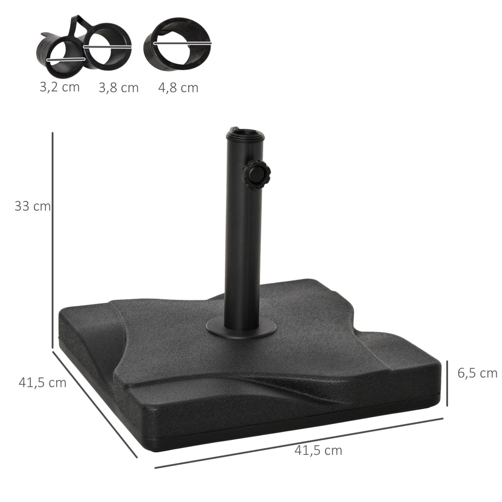 Sostegno per ombrellone 20 kg ¨C zephmum ¨C per asta 32/38/48 mm cemento 41.5x41.5 nero