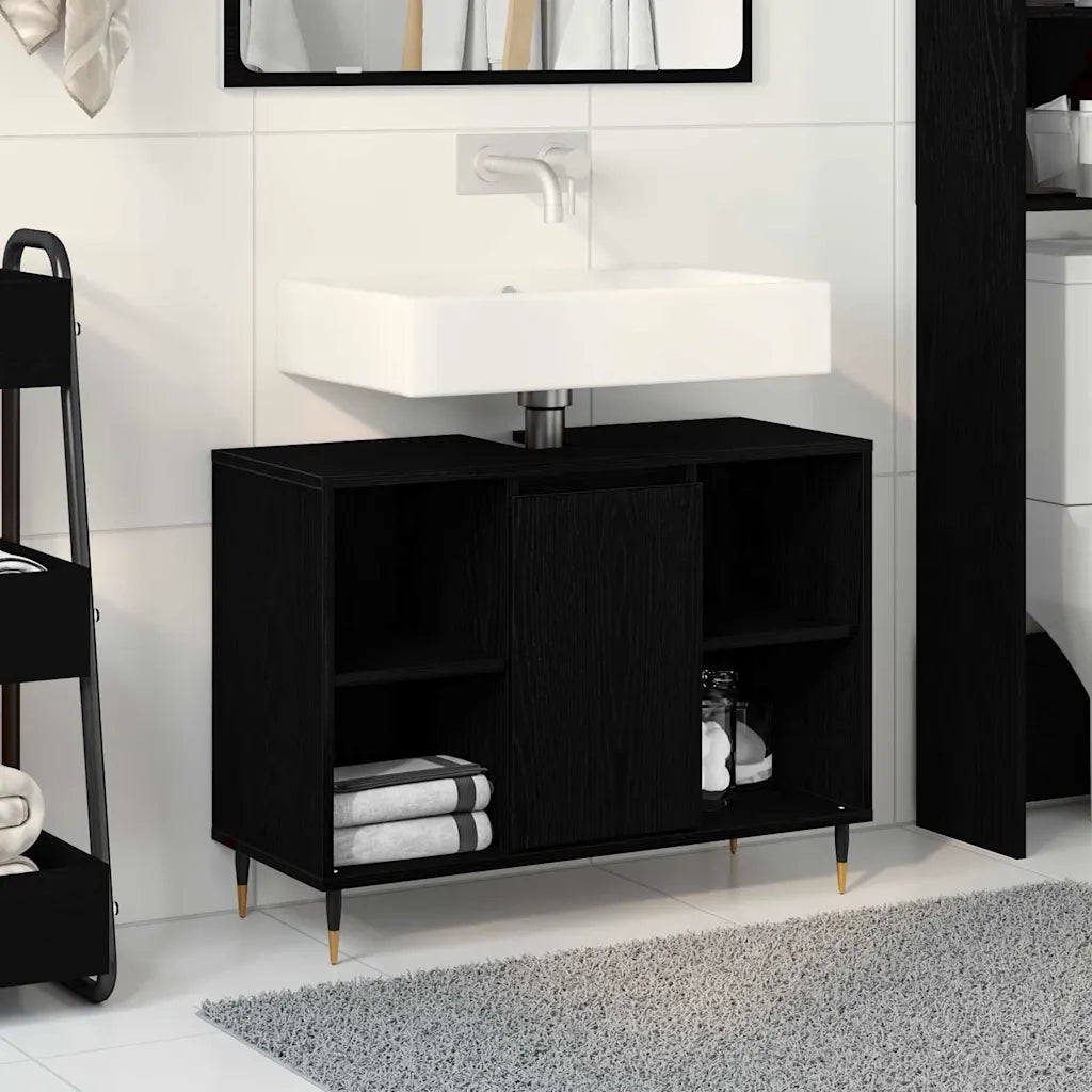 Mobile da Bagno Nero 80 x 33 x 60 cm Legno multistrato 873894