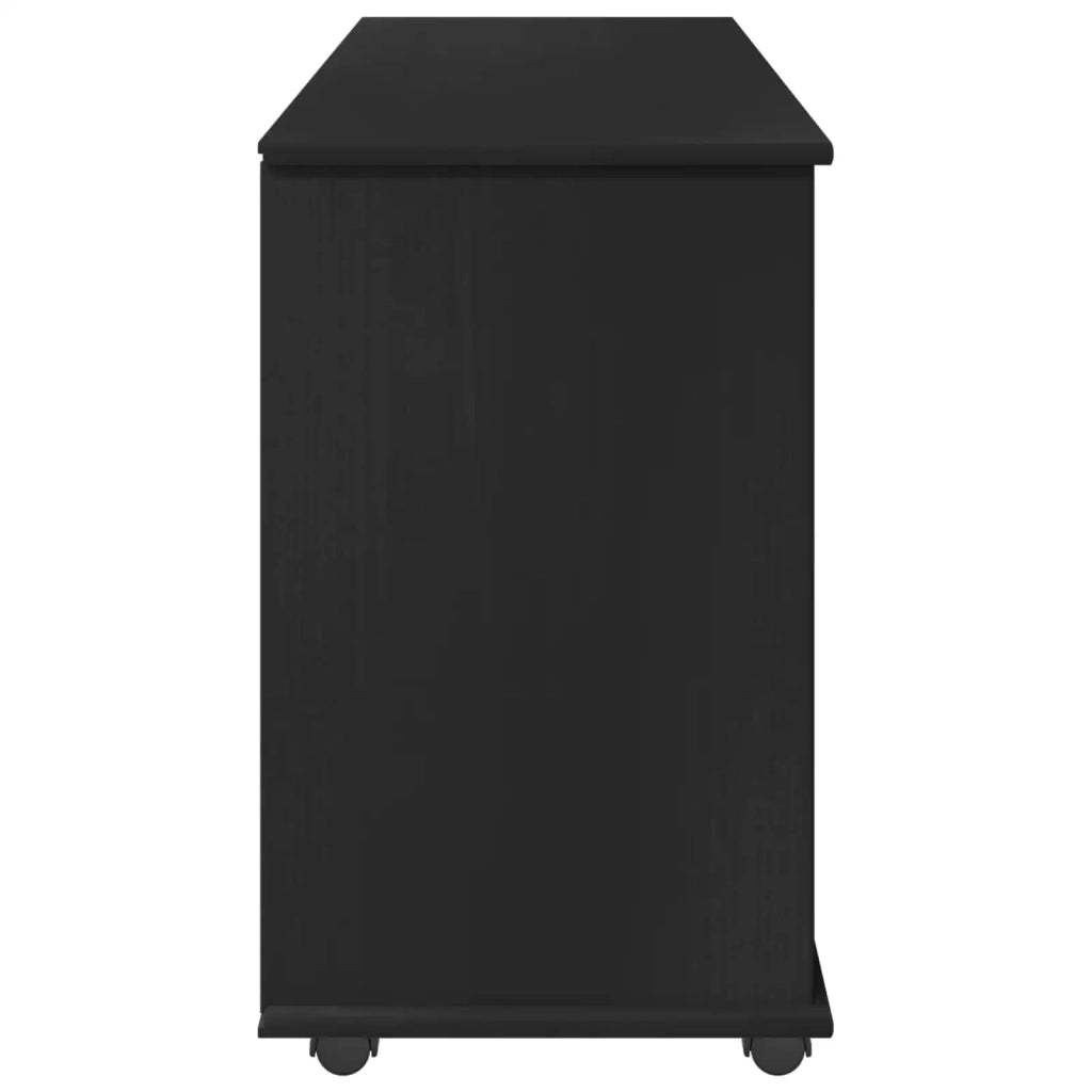 Mobile con Ruote Nero 100 x 39 x 65,5 cm Legno di Pino Massello