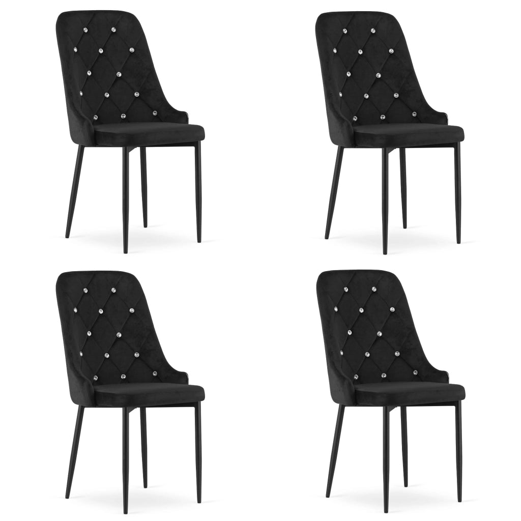 Sedia Valora REMI in velluto nero con gambe in metallo x4