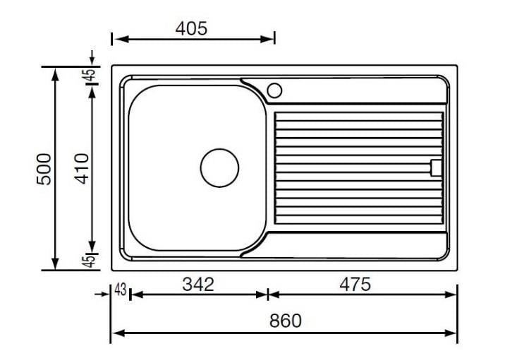 CM Filoslim 86 x 50 1V Lavello ad incasso Rettangolare Acciaio inossidabile