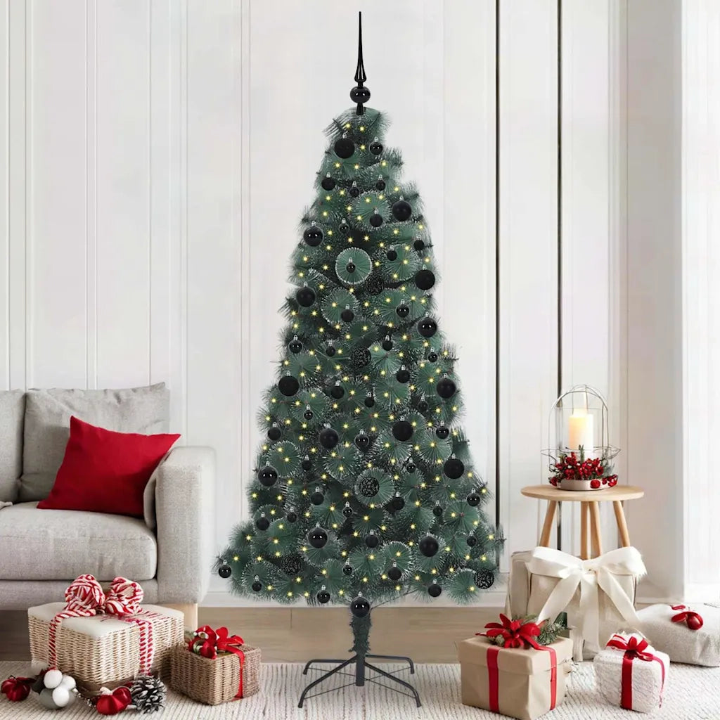 Albero di Natale artificiale preilluminato con set di palline