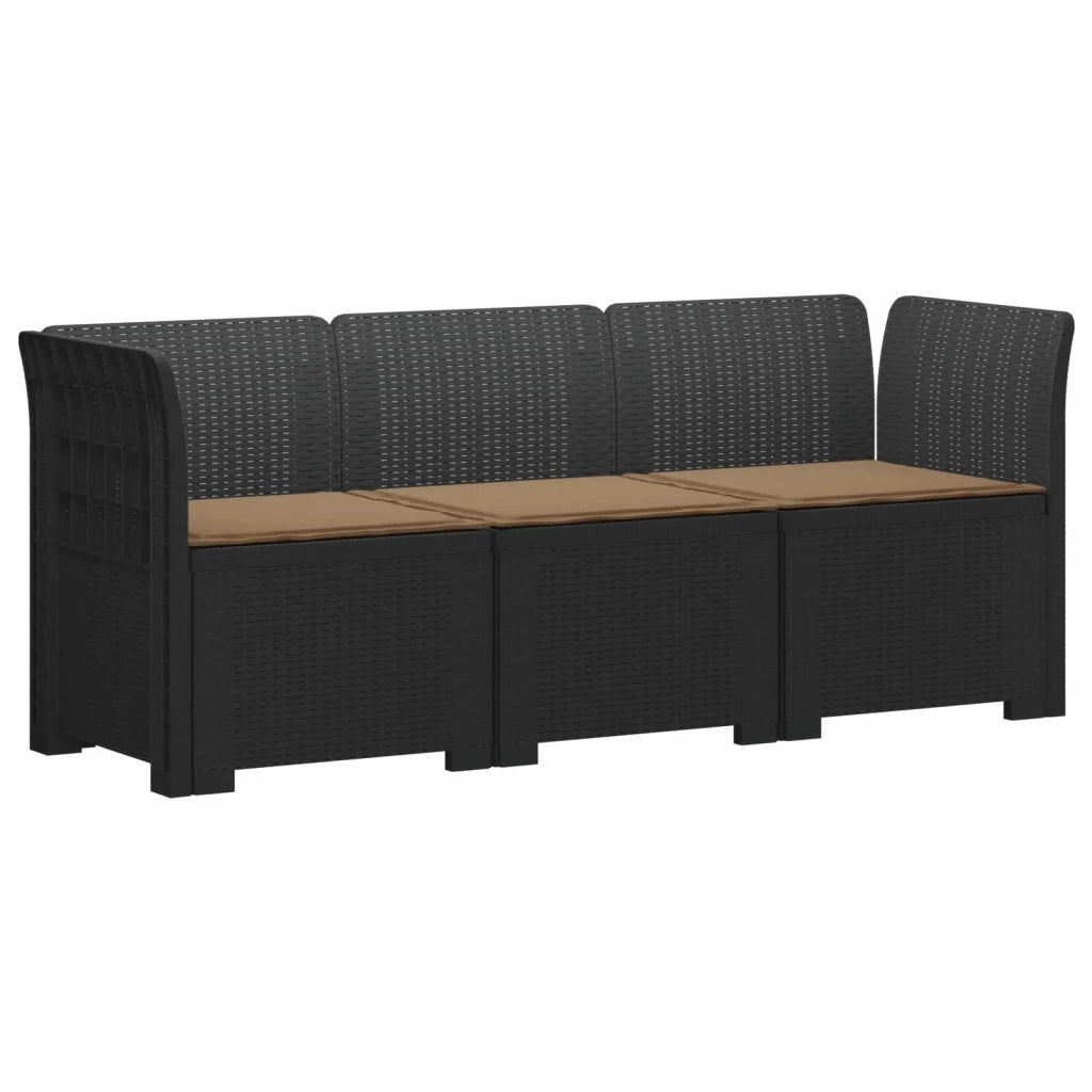 Divano da giardino 3 posti con cuscini in look rattan PP 3443820