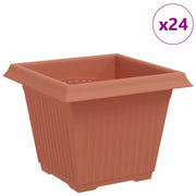 Fioriere | Cassetta per fiori | Vaso quadrato per fiori 24 pz Rosso Mattone 33 x 33 x 26 cm