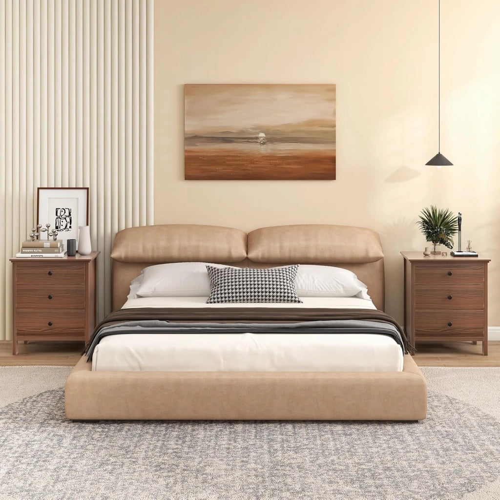 Comodino in legno rosso-marrone, credenza piccola con 3 cassetti, cassettiera autoportante, cassettiera moderna in legno, 56 x 45 x 66 cm