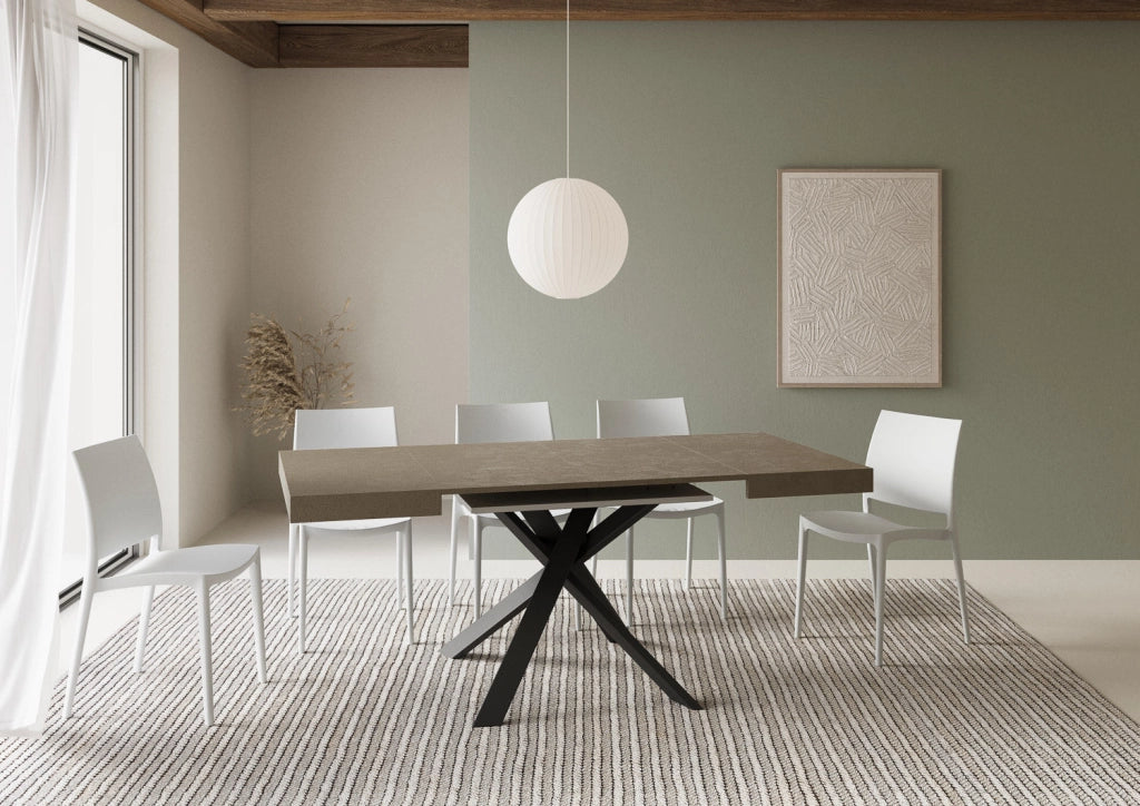 Tavolo Allungabile 90-194x90x76 cm Clerk Tortora Gambe Antracite