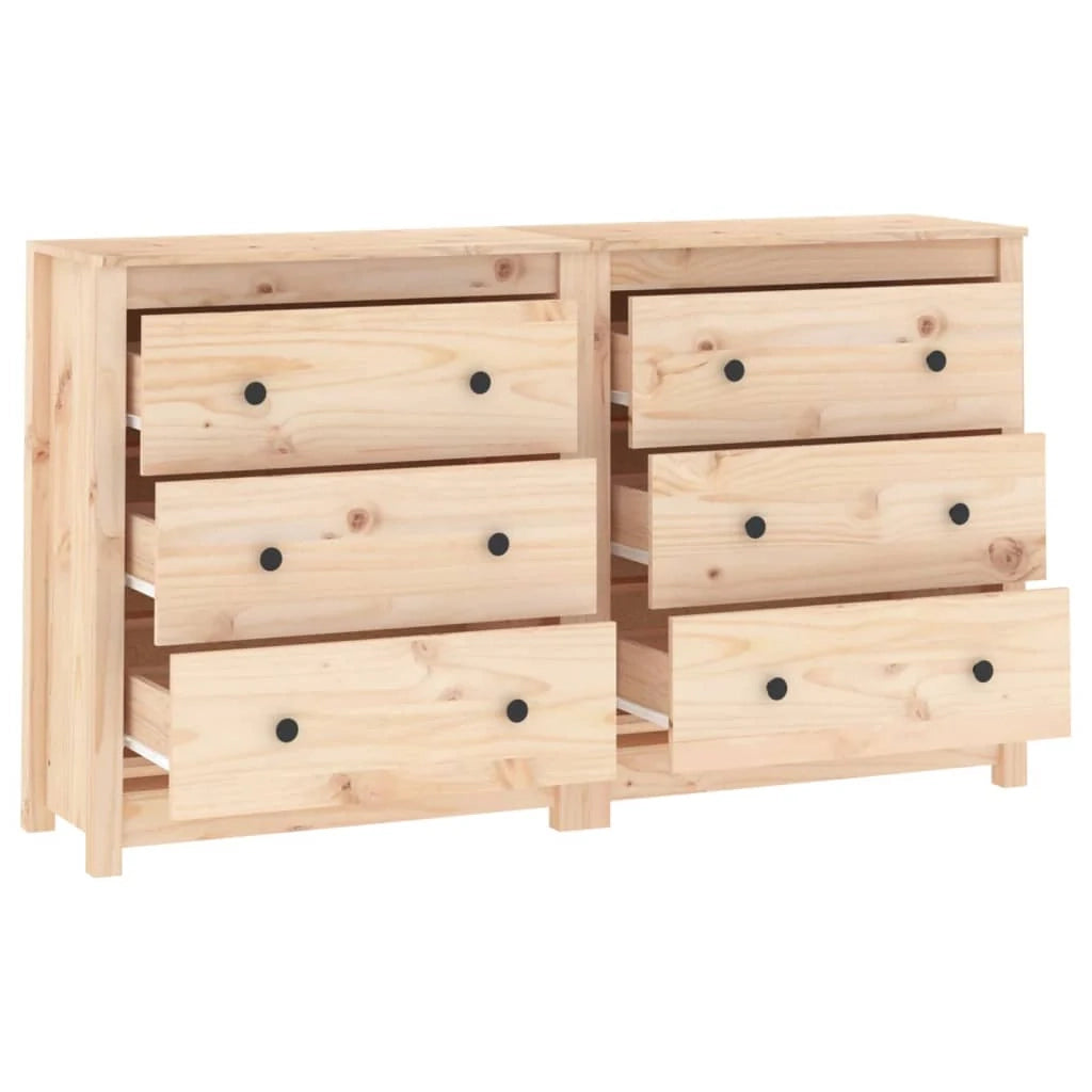 Buffet credenza cassettiera armadio mobile contenitore organizer per cucina soggiorno salotto 140 x 35 x 80 cm legno massello di pino marrone 02_0029549