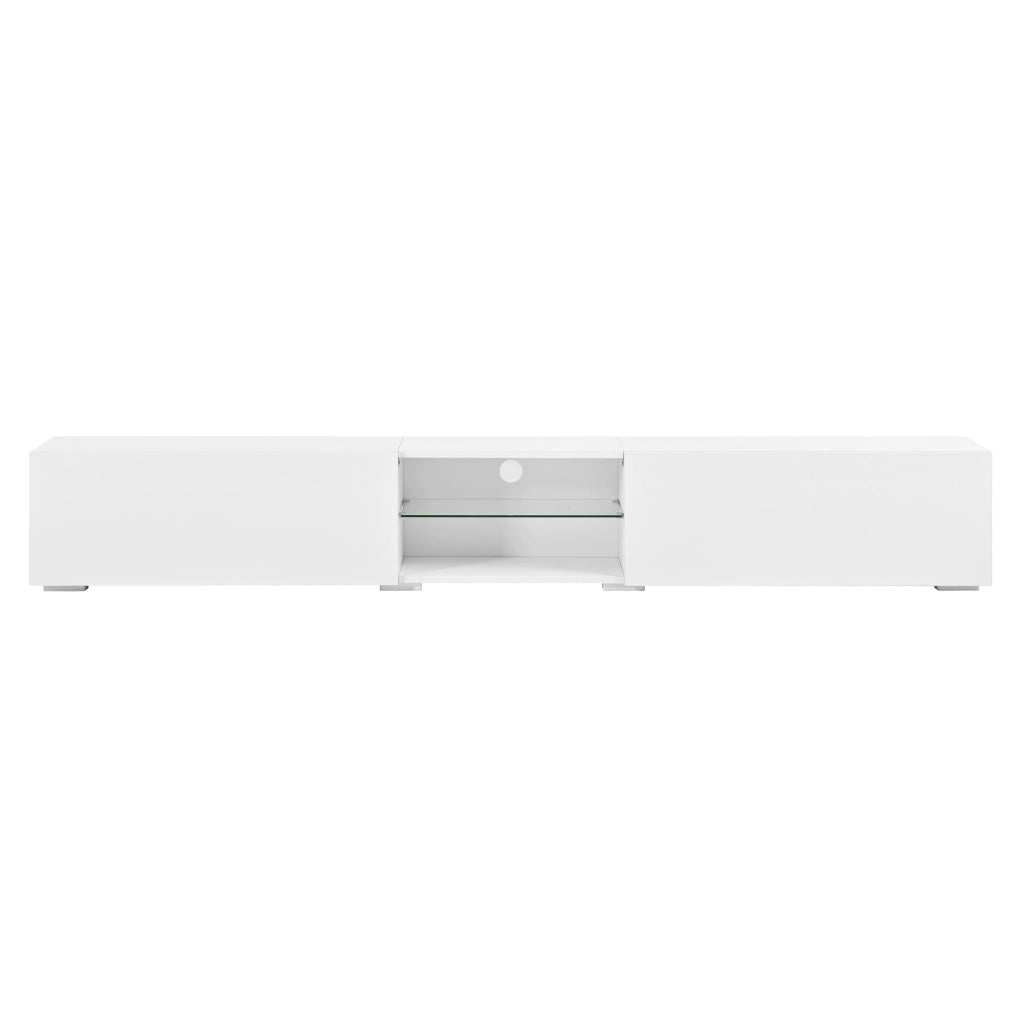 Mobile TV con 2 ante a ribalta; illuminazione LED multicolore e ripiano trasparente per soggiorno; 200 × 30 × 30 cm