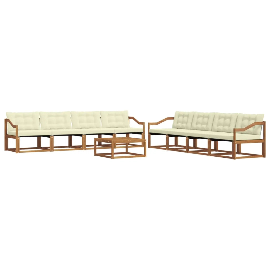 Set di divani da esterno con cuscino 9 pcs Naturale e Crema