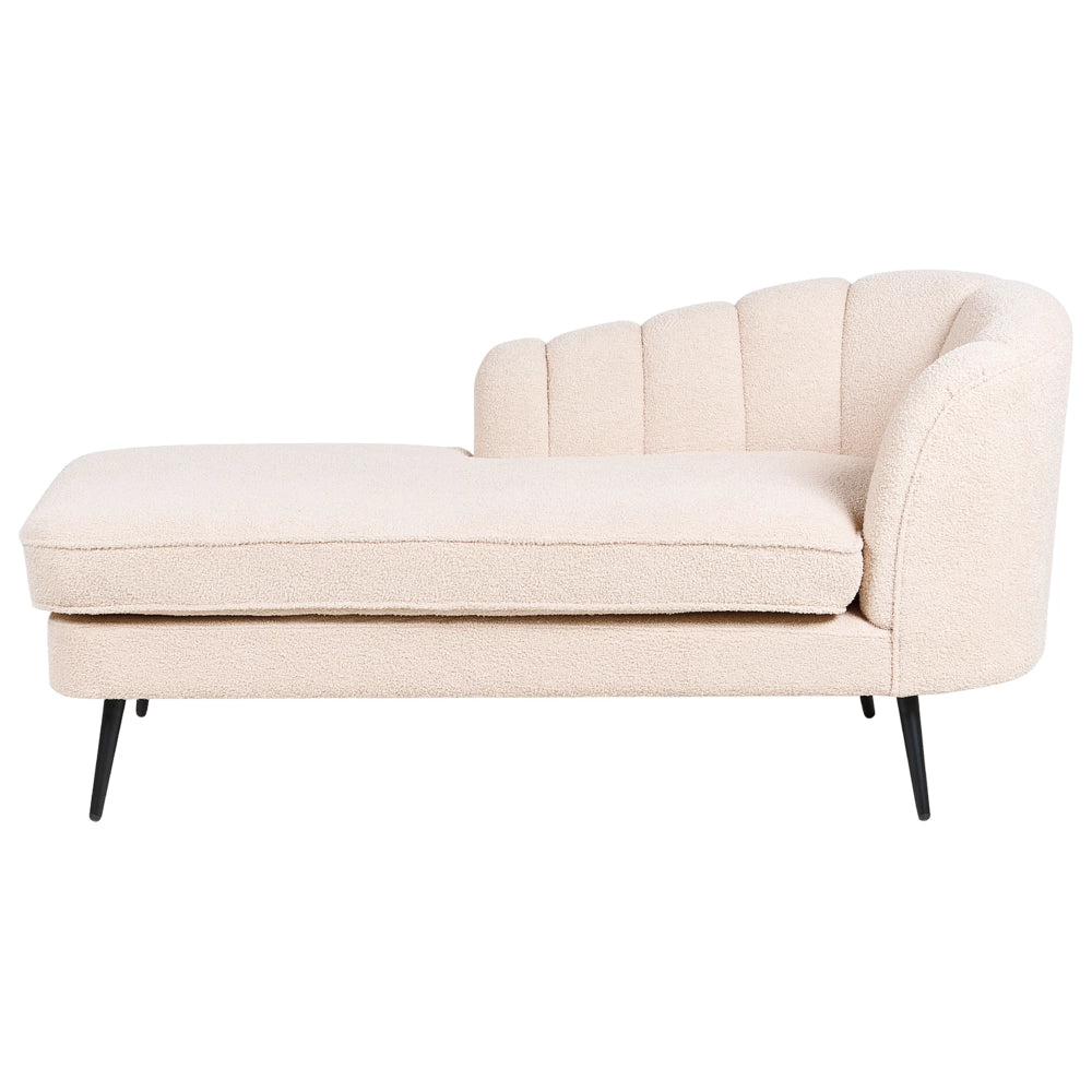 Chaise longue Velluto Beige Chiaro Rivestimento Gambe In Metallo nero versione destra
