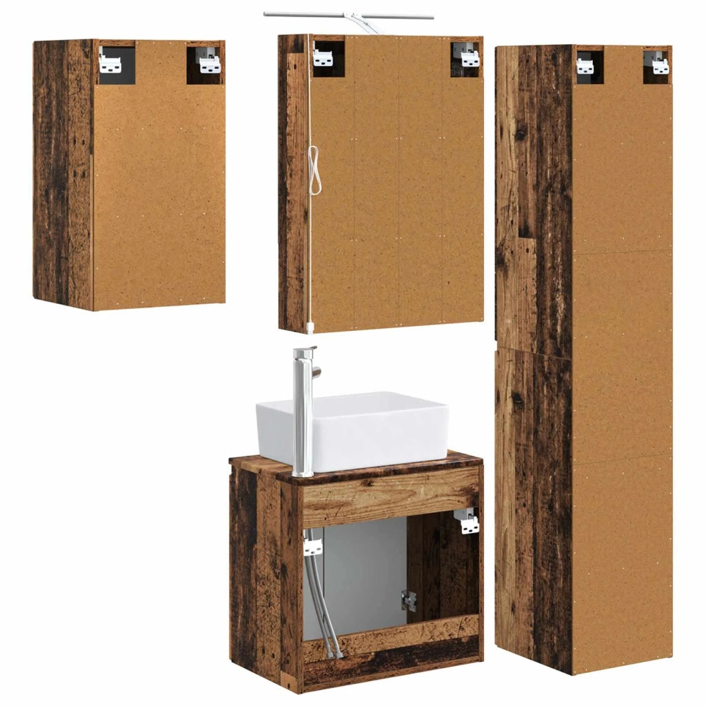 Set di Armadi da Bagno 5 pcs Legno antico 50 x 14,5 x 70 cm 3407325