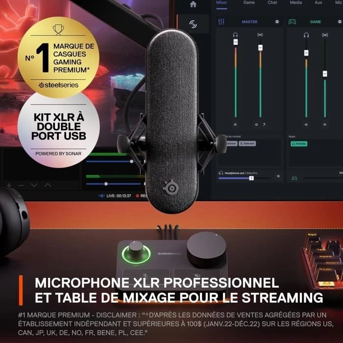 Microfono da gioco XLR di qualità da studio - STEELSERIES - ALIAS PRO - Nero