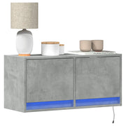 Mobile TV a Parete con Luci LED Grigio Cemento 80x31x35 cm 852358