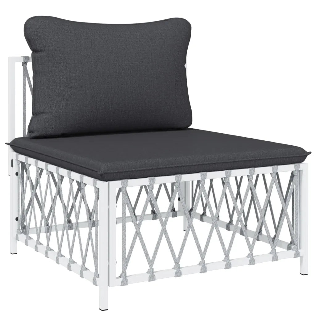 Set Salotto da Giardino 5 pz con Cuscini in Acciaio Bianco 3186870