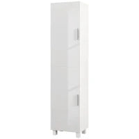 Colonna Bagno Moderna con 2 Armadietti e Ripiani Regolabili, 40x30x167.5 cm, Bianco