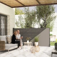 Paravento Laterale Doppio Retrattile 3 x 1.4 m, in Alluminio e Poliestere Anti-UV ad Alta Densità 180 g/m², Grigio Scuro