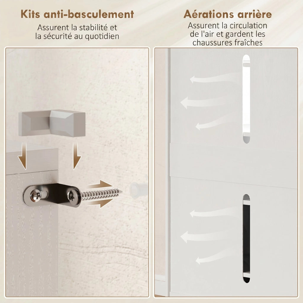 Scarpiera con appendiabiti 5 livelli ¨C zephmum ¨C bianco 72x34,5x103cm