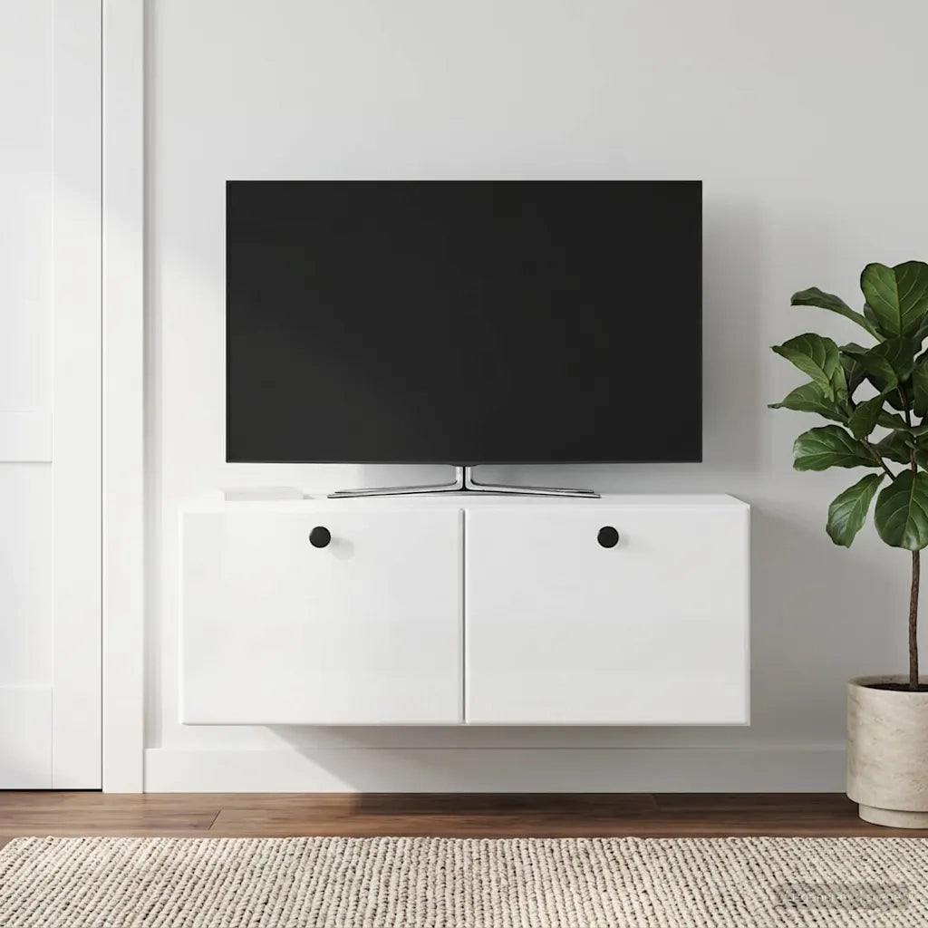 Mobile Porta TV da Muro 78,5 x 41 x 30 cm Bianco Lucido 899199