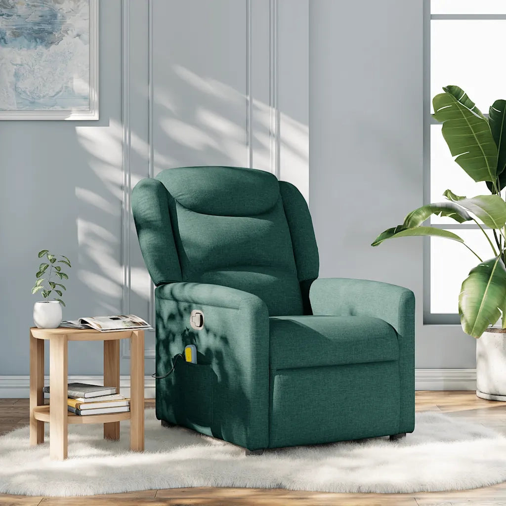 Divano Sedia-Poltrona Massaggiante Reclinabile Verde Scuro in Tessuto 149374