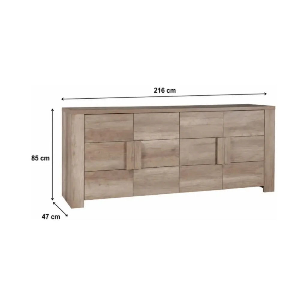 Sala da pranzo FARRA: credenza, vetrina, 3 specchi e tavolo con LED