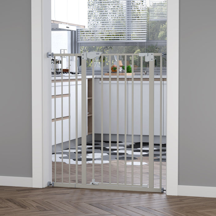 Cancelletto di Sicurezza per Cani 86x104,1 cm in Metallo e Plastica Bianco