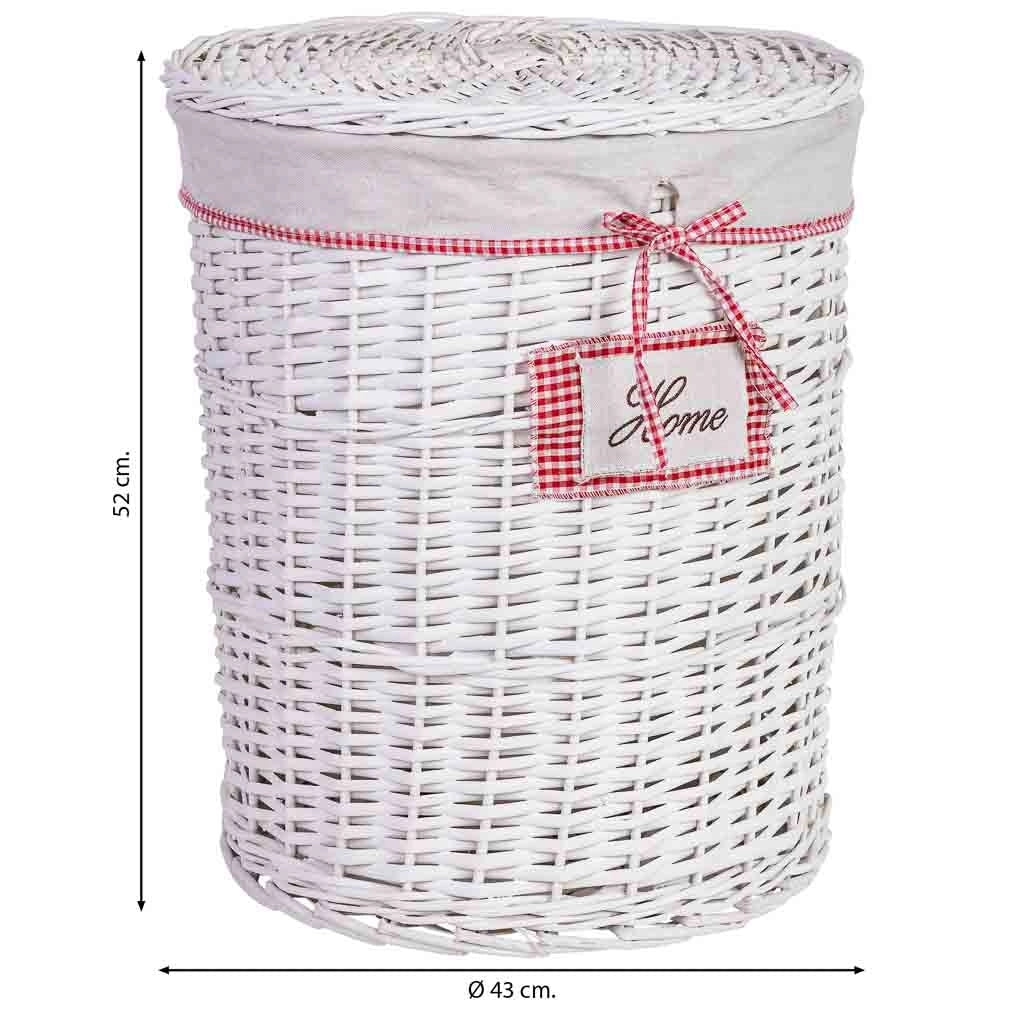 Cesto portabiancheria in vimini grigio 43x43x52h cm