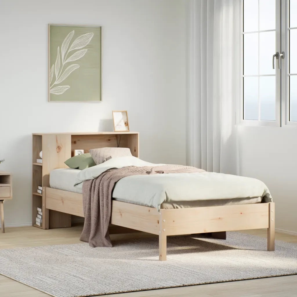 vidaXL Giroletto con Libreria senza Materasso 75x190 cm in Legno Pino