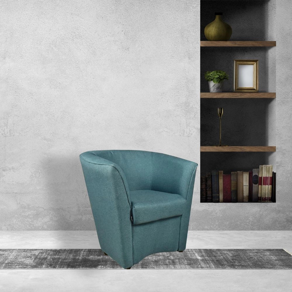 Poltrona Tago in tessuto azzurro Enzo 18 H76xL75xP66