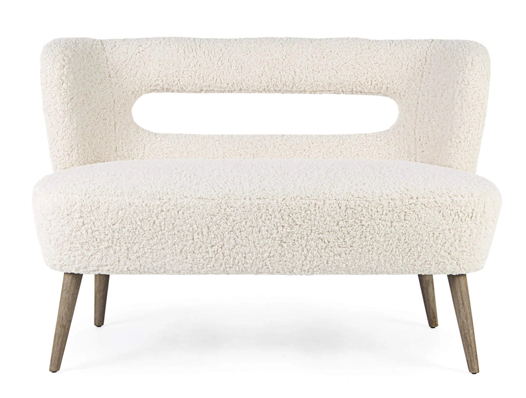 Divano 2 Posti 115x68x78 cm in Legno e Poliestere Effetto Lana Cortina